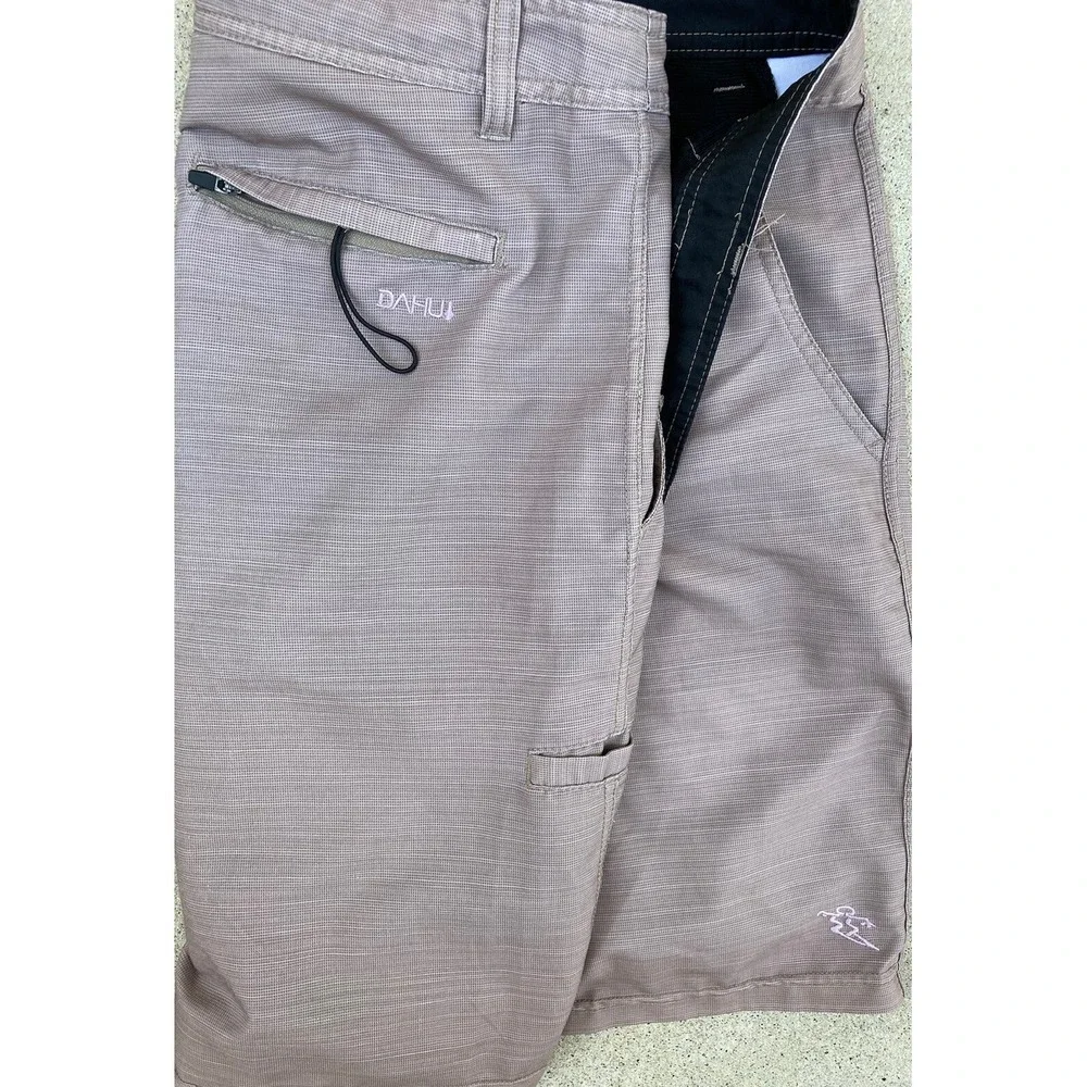 Men's DaHui Beige Hybrid Board Shorts No SIZE Slash Pocket Zip Surf Sun RN127725